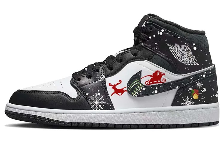 Кроссовки Air Jordan 1 Vintage Basketball Shoes Men High-top Black/white, черный