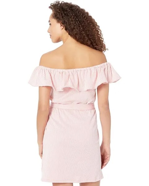 Платье Michael Kors Ruffle Neck Midi Dress, цвет Grapefruit