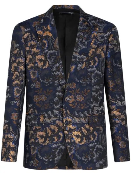ETRO однобортный пиджак с цветочным узором, синий