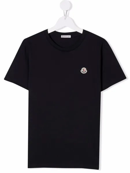 Moncler Enfant футболка с нашивкой-логотипом