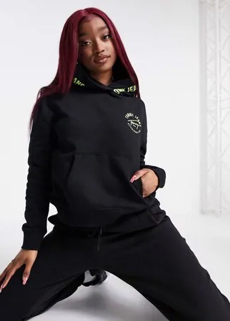 Черный худи в университетском стиле с высоким воротником Tommy Jeans