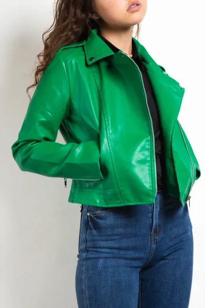 Куртка женская AFTF BASIC к/з W2248 (S, Зеленый)
