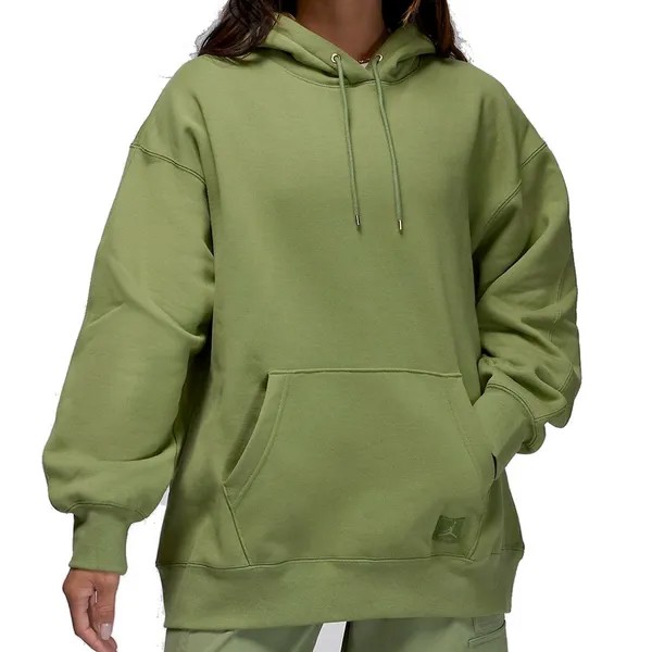 Толстовка (WMNS) Air Jordan Flight Fleece Pullover Hoodie 'Sky J Light Olive', зеленый