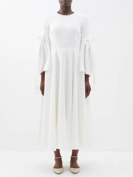 Платье миди из крепа calmina с завязками на рукавах Roksanda, белый