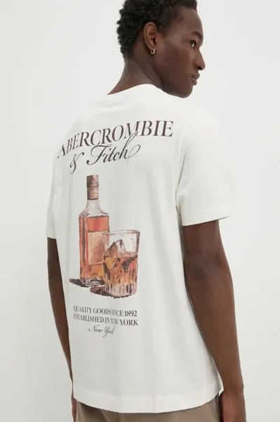 Хлопковая футболка Abercrombie & Fitch, бежевый