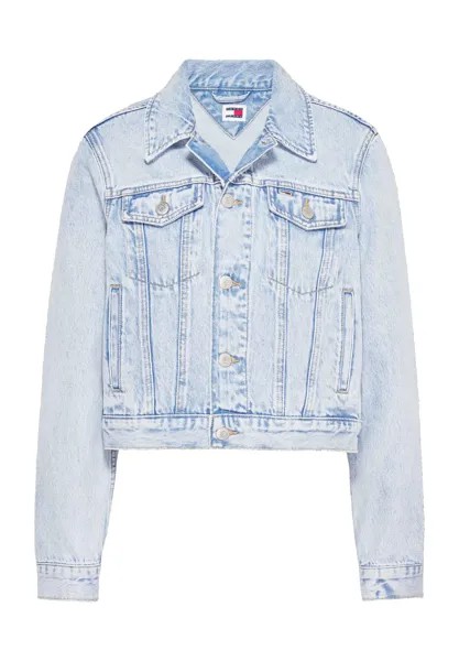 Джинсовая куртка, декоративные швы, нагрудные карманы, женская TOMMY Jeans, цвет Denim Light