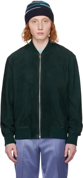 Зеленая кожаная куртка с воротником-стойкой Paul Smith, цвет Green