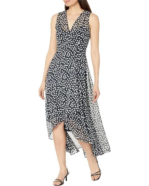 Платье Calvin Klein Chiffon Print V-Neck Maxi, кремовый
