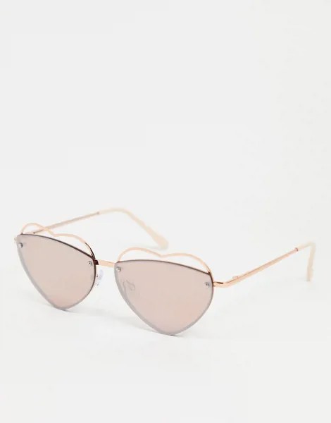 Солнцезащитные очки в форме сердца в золотисто-розовой оправе с розовыми стеклами AJ Morgan-Золотистый