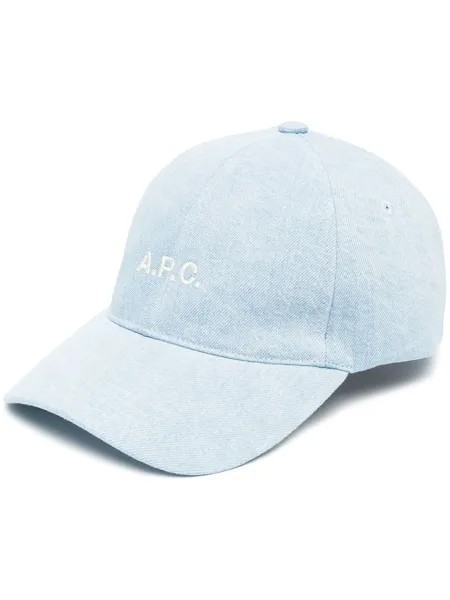 A.P.C. джинсовая кепка с вышитым логотипом