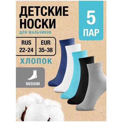 Носки MILV 5 пар, размер RUS 22-24/EUR 35-38, , голубой