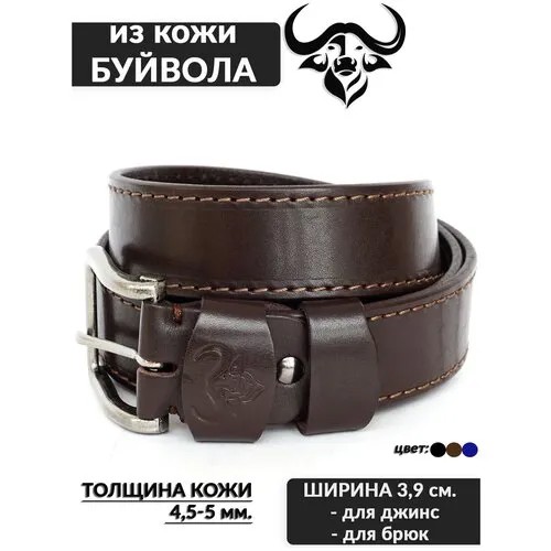 Ремень , размер 125, коричневый с коричневой строчкой