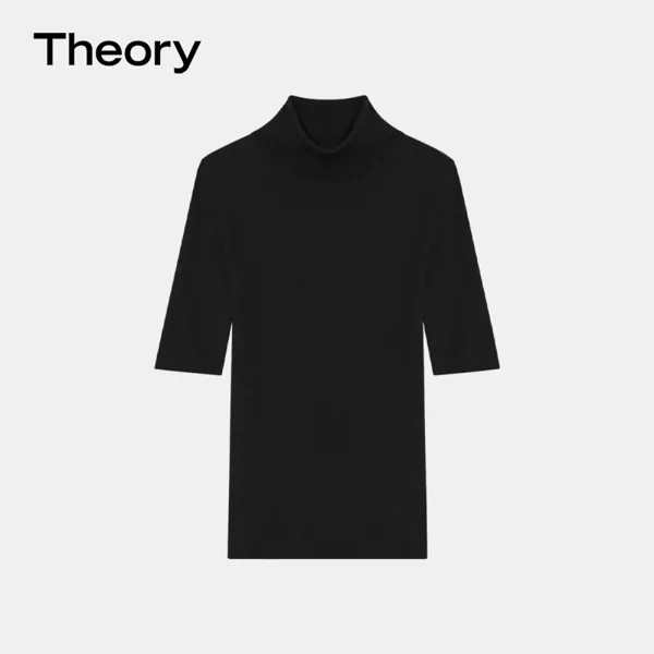 Рубашка женская Theory Leenda с высоким воротником и короткими рукавами, черный