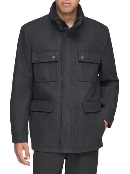 Шерстяное пальто Dunbar в стиле милитари Melton Andrew Marc, цвет Charcoal