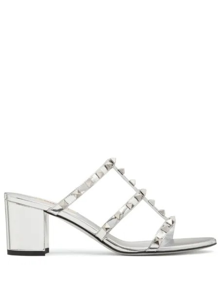 Valentino Garavani мюли с декором Rockstud, серебристый