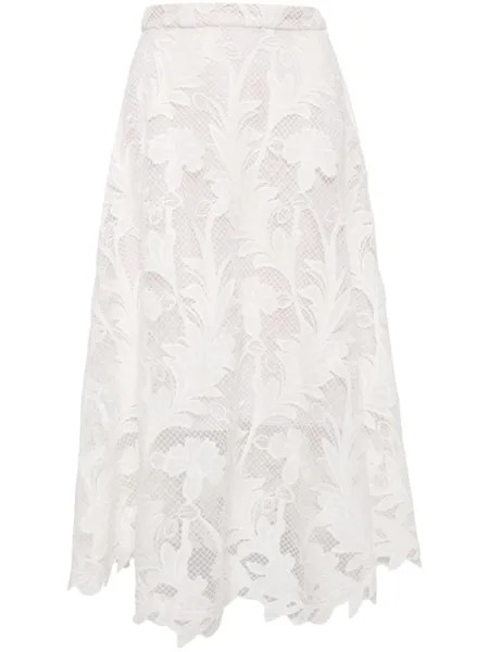 Oscar de la Renta юбка Gardenia с кружевом, белый