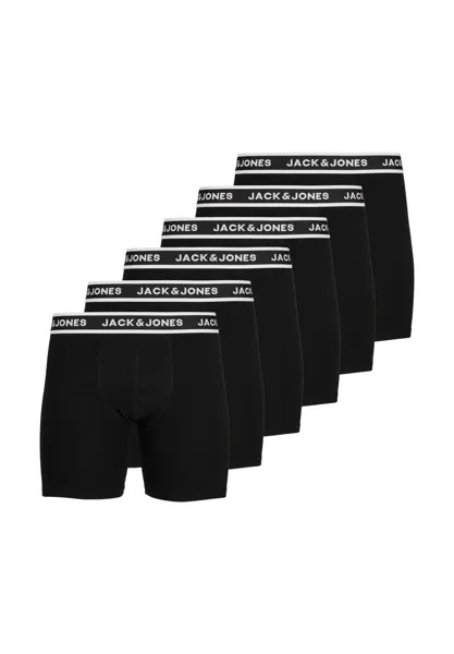 Мужские боксеры, 6 шт. - JACSOLID, хлопок стрейч, однотонный JACK & JONES, черный