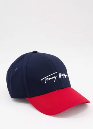 Темно-синяя бейсболка с логотипом-надписью Tommy Hilfiger-Многоцветный