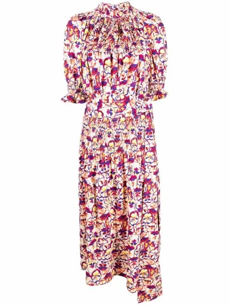 Paco Rabanne платье асимметричного кроя с цветочным принтом