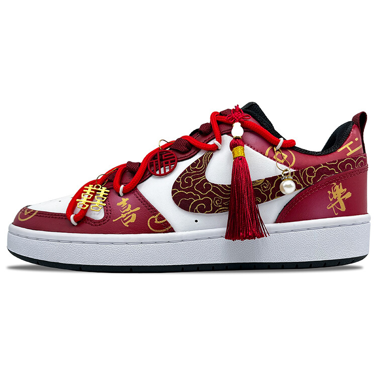 Кроссовки Nike Court Borough Skateboarding Shoes Women's Low-top Red/Gold, золотой/красный