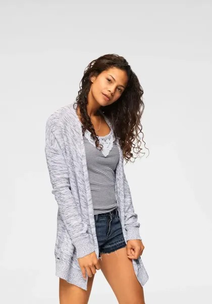 Кардиган KangaROOS из крапчатого внешнего материала, цвет Grau-Weiß-Meliert