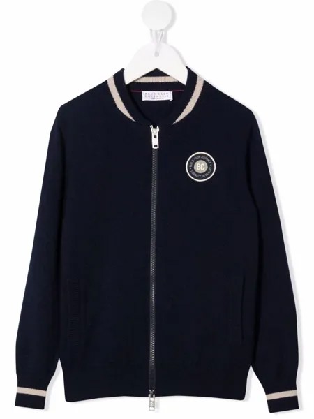 Brunello Cucinelli Kids кашемировый кардиган с нашивкой-логотипом