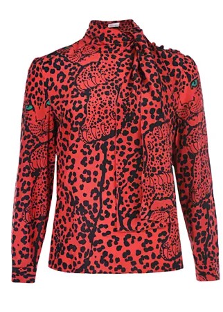 Красная блуза с леопардовым принтом Red Valentino