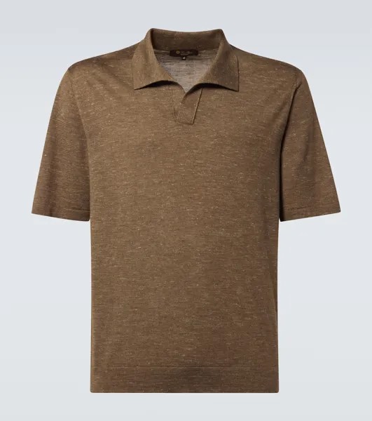 Рубашка поло из шелка, кашемира и льна Loro Piana, цвет tundra green