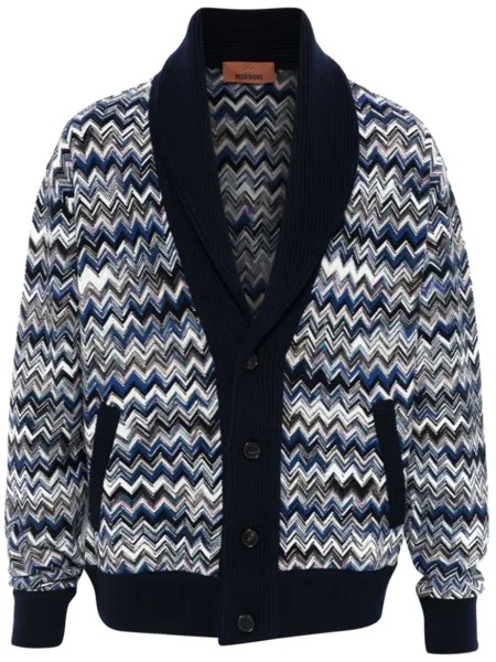 Missoni шерстяной кардиган с узором зигзаг, синий