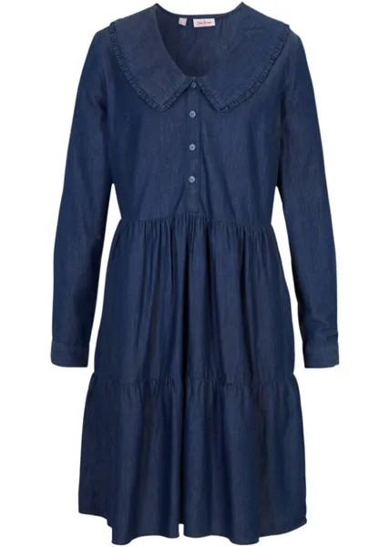 Джинсовое платье-туника с воротником John Baner Jeanswear, синий