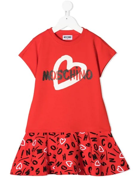 Moschino Kids платье с заниженной талией и логотипом