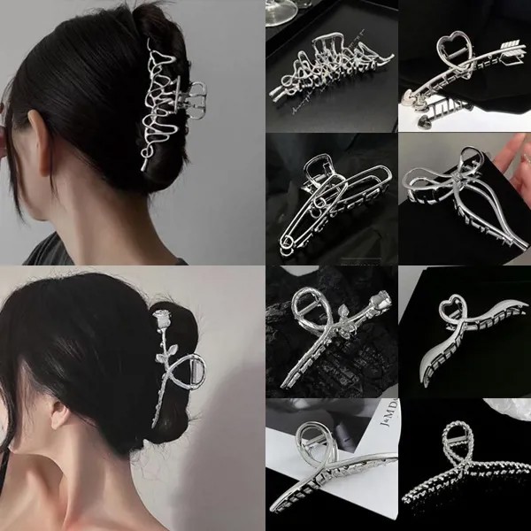 Новые женщины Элегантный серебристый полый геометрический металлический волосы коготь винтажные заколки для волос оголовье Шпилька волосы Краб Аксессуары для волос