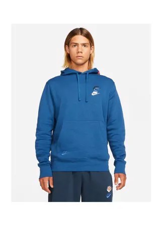 Синий худи с логотипами разных цветов Nike Essential Fleece+-Голубой