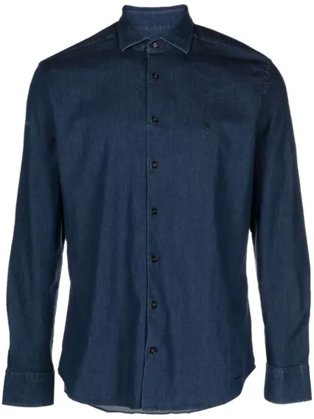 Hackett джинсовая рубашка с вышитым логотипом, синий