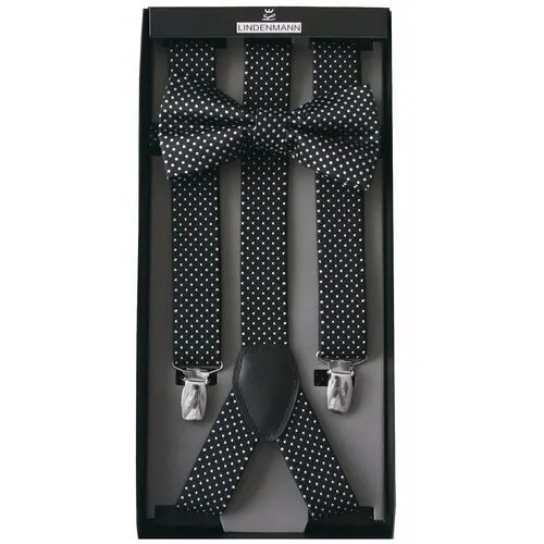 Подтяжки мужские + галстук-бабочка чёрные с рисунком Lindenmann, комплект, арт.980001