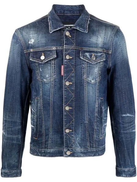 Dsquared2 джинсовая куртка с эффектом потертости, синий