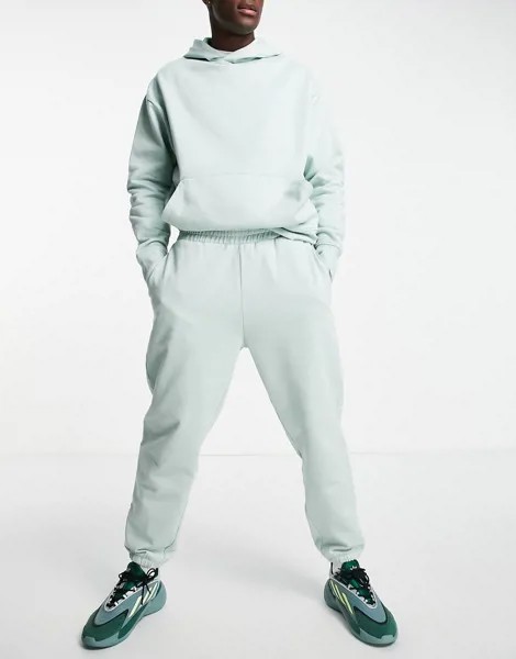 Зеленые выбеленные oversized-джоггеры из плотного трикотажа от комплекта ASOS DESIGN-Зеленый цвет