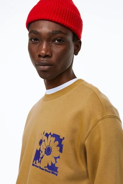 Толстовка свободного кроя H&M, темно-бежевый/расти по-своему