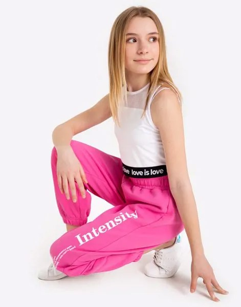 Розовые спортивные брюки с принтом Intensity  для девочки Gloria Jeans