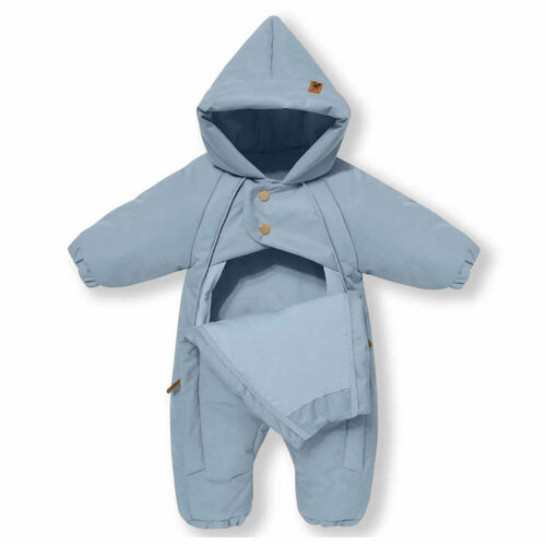 Комбинезон Toucan for Kids, демисезон/зима, мембрана, защита от попадания снега, размер 68-80, голубой, серый