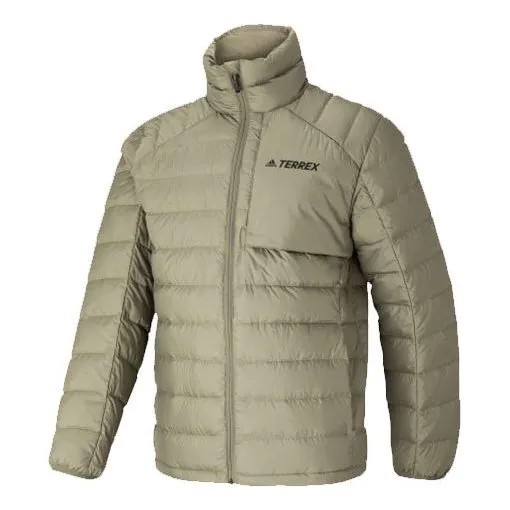 Пуховик adidas Terrex Logo Printing Outdoor Stay Warm Stand Collar Down Jacket Green, зеленый