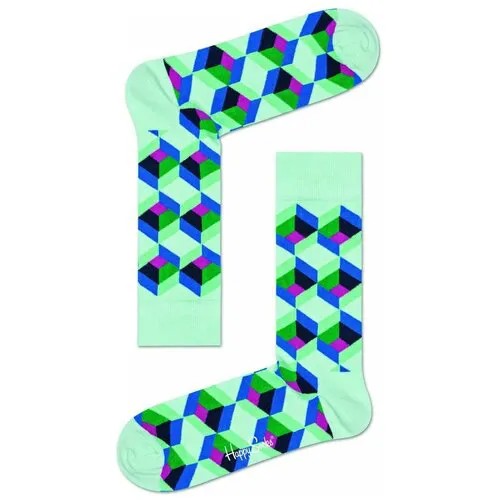 Мятные носки унисекс с цветными зигзагами Optic Square Sock, мятный, 25