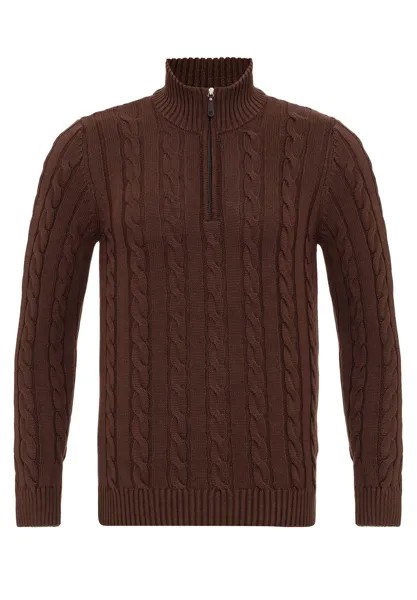 Вязаный свитер CABLE HALF ZIPPER Felix Hardy, цвет dark brown