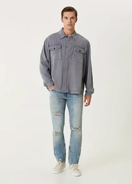 Джинсы с потертостями 7 For All Mankind, голубой