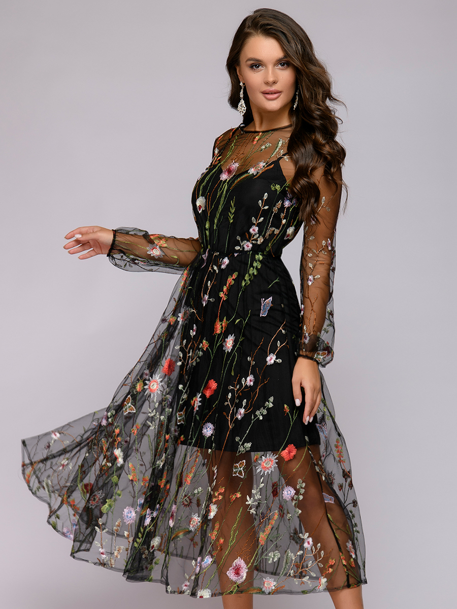Платье-сарафан женское 1001dress 0122001-01924BK черное 42