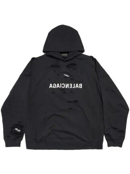 Balenciaga худи Mirror с эффектом потертости, черный