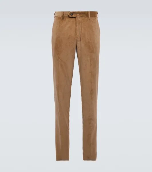 Узкие брюки panta flat из хлопкового вельвета Loro Piana, коричневый