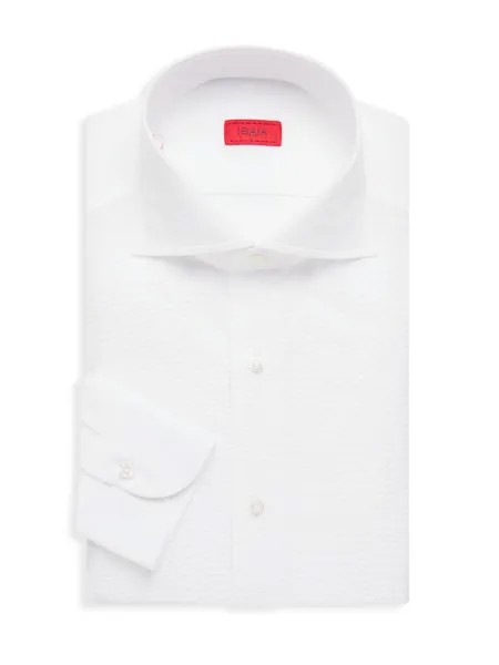 Хлопковая классическая рубашка из сирсакера Isaia, белый