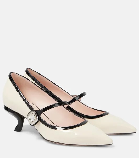 Лакированные туфли Мэри Джейн Virgule Babies 55 Roger Vivier, белый