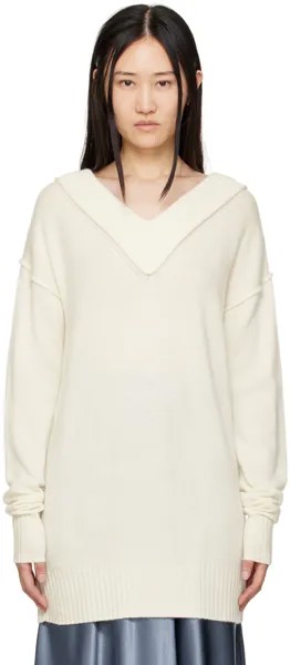 Белый свитер с v-образным вырезом Sportmax